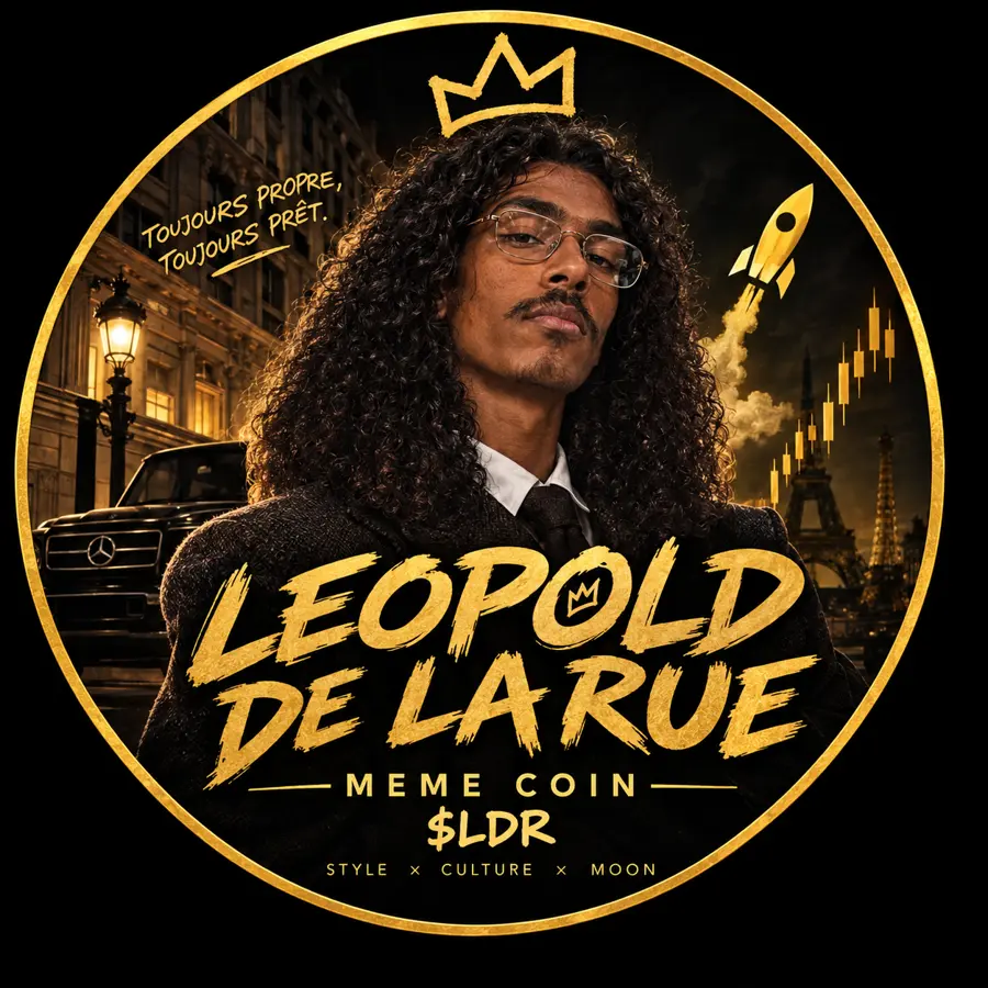 Leopold de la Rue – $LDR Meme Coin Profilbild mit goldener Krone vor Paris bei Nacht